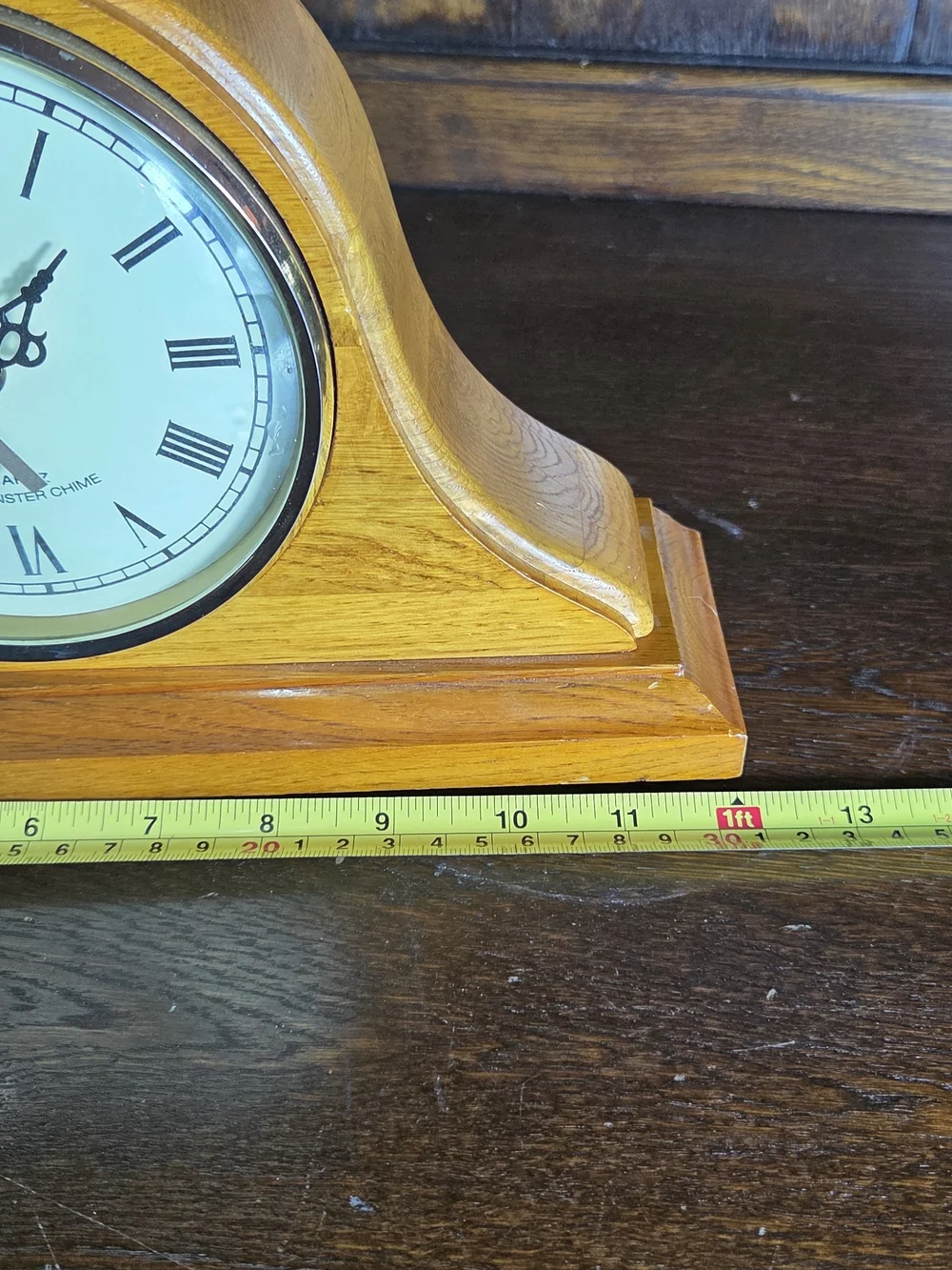 Timeless Wooden Mantel Clock in Oak Finish